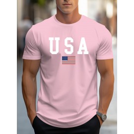 Premium Crew Neck USA Graphic T-shirt - Lightweight Summer Sports Shirt for Men - Stylish, Comfortable & Versatile Casual Wear