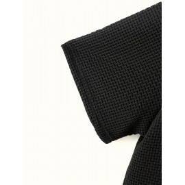 Vibrant Solid Color Waffle Knit Crew Neck T-shirt - Soft, Ultra-Casual, and Exceptionally Comfy Active Top for Men - Perfect for Summer Outdoor Adventures, Sports, and Everyday Wear