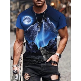 Premium Quality 3D Printed Wolves Graphic T-Shirt - Mens Short Sleeve Novelty Tee for Fashion-Forward Style - Comfortable, Street Casual Daily Wear with Unmatched Graphic Detail