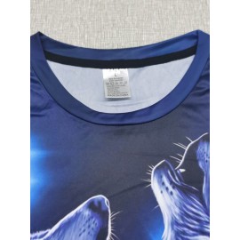 Premium Quality 3D Printed Wolves Graphic T-Shirt - Mens Short Sleeve Novelty Tee for Fashion-Forward Style - Comfortable, Street Casual Daily Wear with Unmatched Graphic Detail