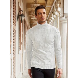 Men's Slim Fit Turtleneck Pullover - Casual Long Sleeve Knit Sweater, Machine Washable