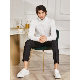 Men's Slim Fit Turtleneck Pullover - Casual Long Sleeve Knit Sweater, Machine Washable