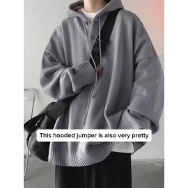 Songxier Men's Casual Hooded Sweater - Cozy Knit Pullover with Kangaroo Pocket, Solid Color, Perfect for Fall/Winter
