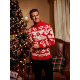 Men's Slim Fit Turtleneck Sweater - Casual Solid Color Knit Pullover for Fall/Winter, Polyester Blend, Best for Christmas