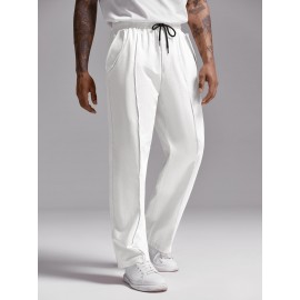 Mens Cotton Linen Pants Casual Pleated Drawstring Elastic Waist Loose Fit Beach Yoga Pants With Pockets