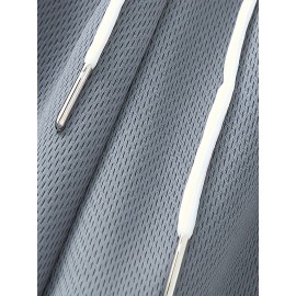 Men's Stripes Decor Sports Shorts With Drawstrings, Elastic Waist Quick-drying Shorts For Summer Daily Outdoor Basketball Sport