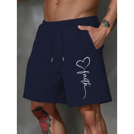 Men's Casual Summer Shorts - Comfy Polyester, Drawstring Waist with Pockets, Trendy Printed Design for Beach & Outdoor Activities