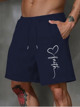 Men's Casual Summer Shorts - Comfy Polyester, Drawstring Waist with Pockets, Trendy Printed Design for Beach & Outdoor Activities