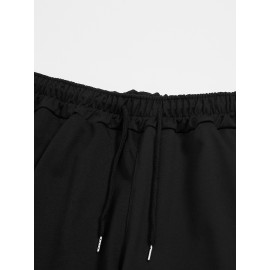 Men's Casual Summer Shorts - Comfy Polyester, Drawstring Waist with Pockets, Trendy Printed Design for Beach & Outdoor Activities