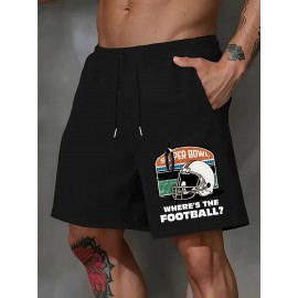 Men's Casual Drawstring Shorts - Comfy Polyester, Printed Design for Summer Sports & Beach Wear