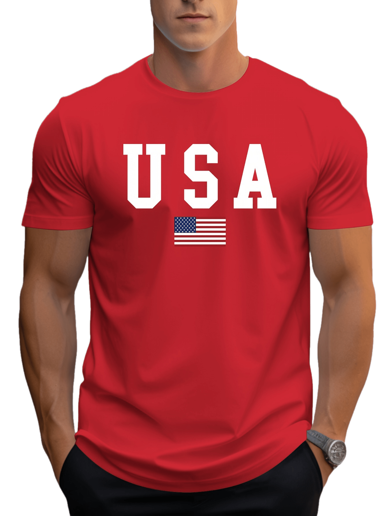 crew neck usa print mens fashionable summer short sleeve sports t shirt comfortable and versatile details 43