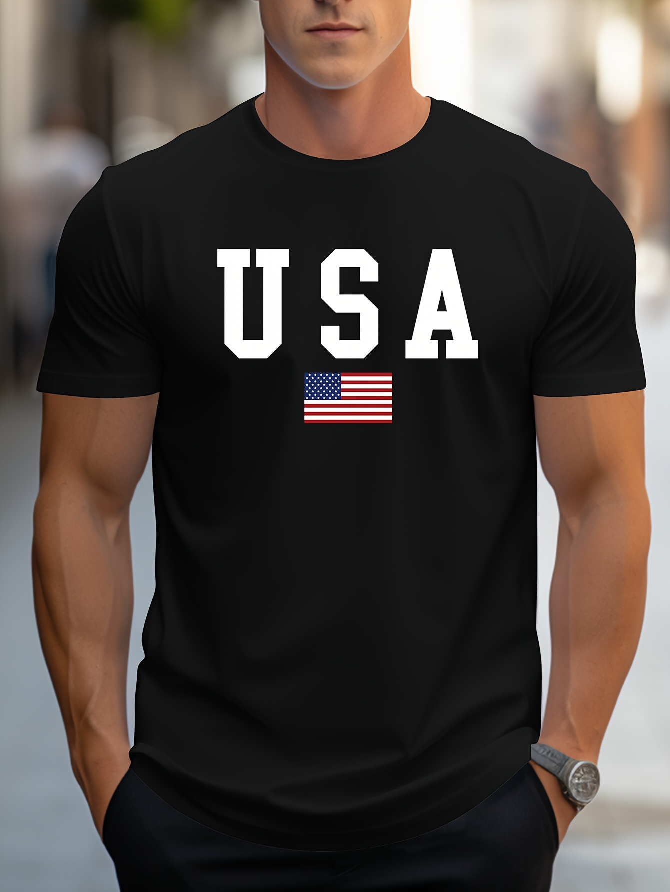 crew neck usa print mens fashionable summer short sleeve sports t shirt comfortable and versatile details 47