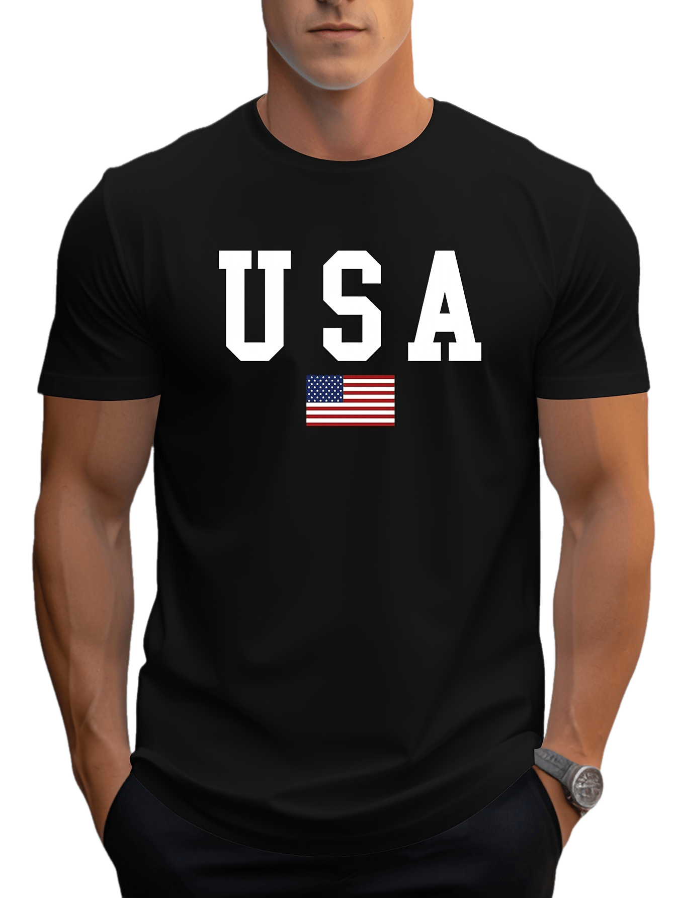 crew neck usa print mens fashionable summer short sleeve sports t shirt comfortable and versatile details 49