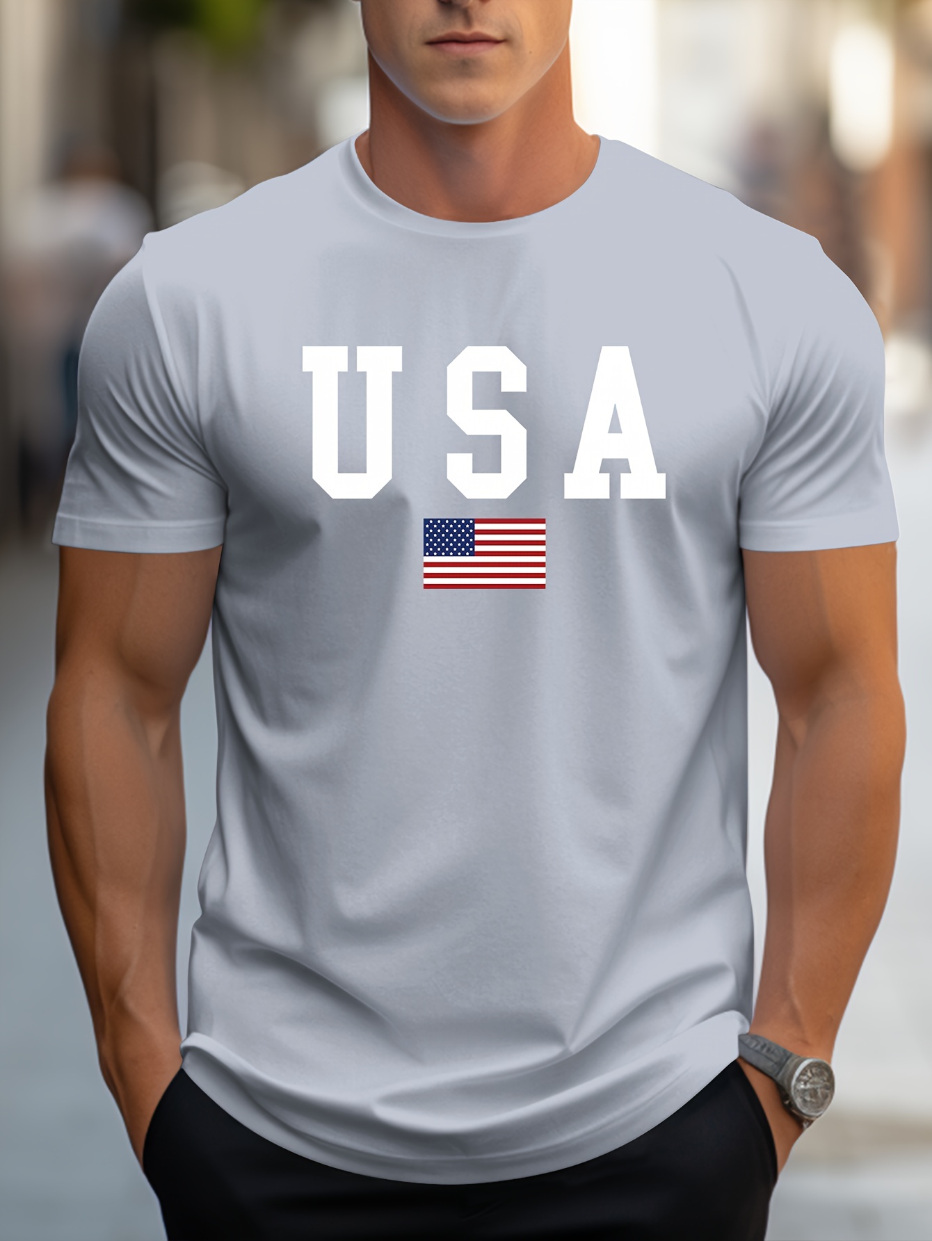 crew neck usa print mens fashionable summer short sleeve sports t shirt comfortable and versatile details 53