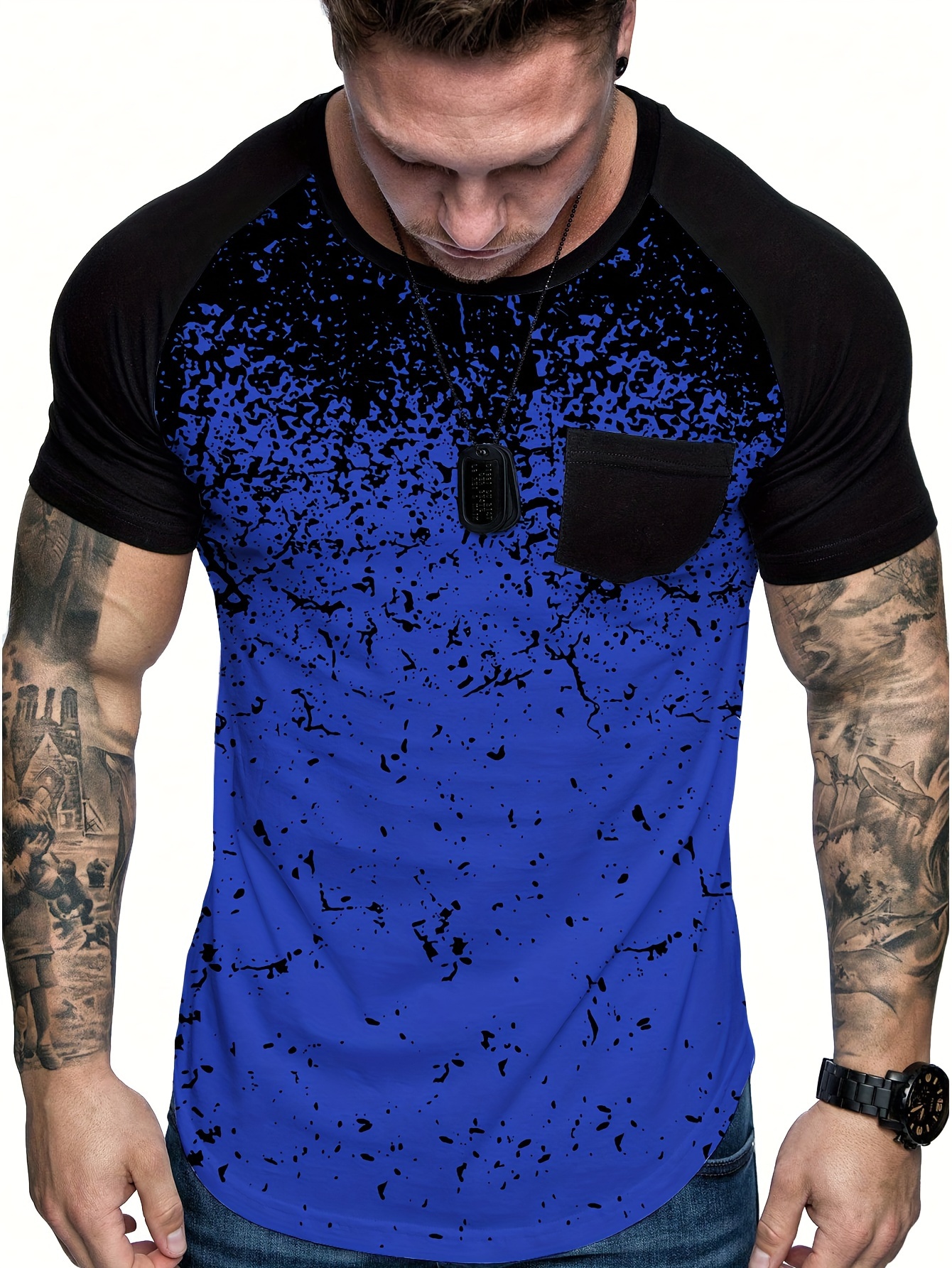 chic printed t shirt mens casual street style stretch round neck tee shirt for summer details 10