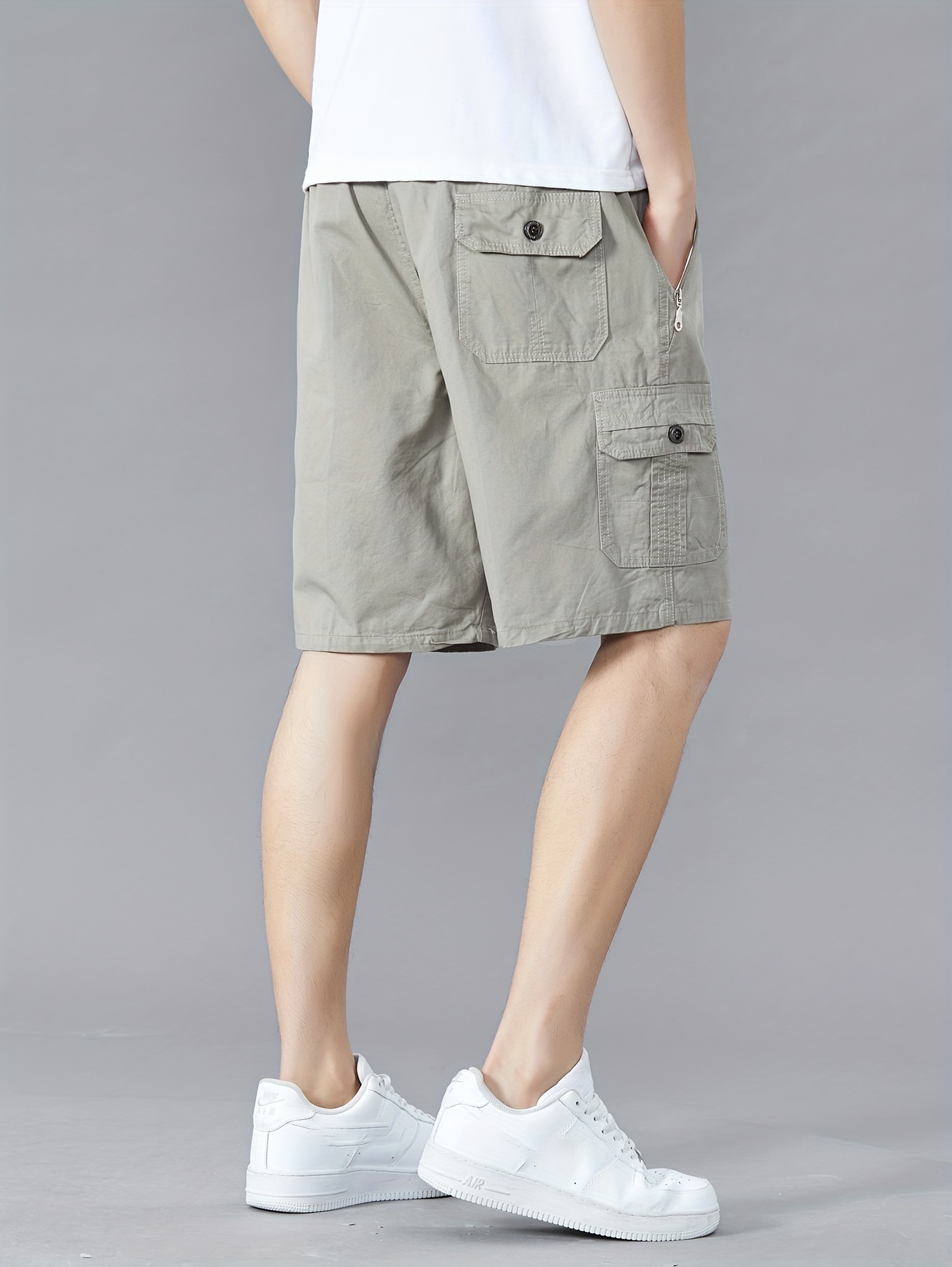   mens regular fit   waist cotton cargo shorts with   for summer outdoor   and work details 7